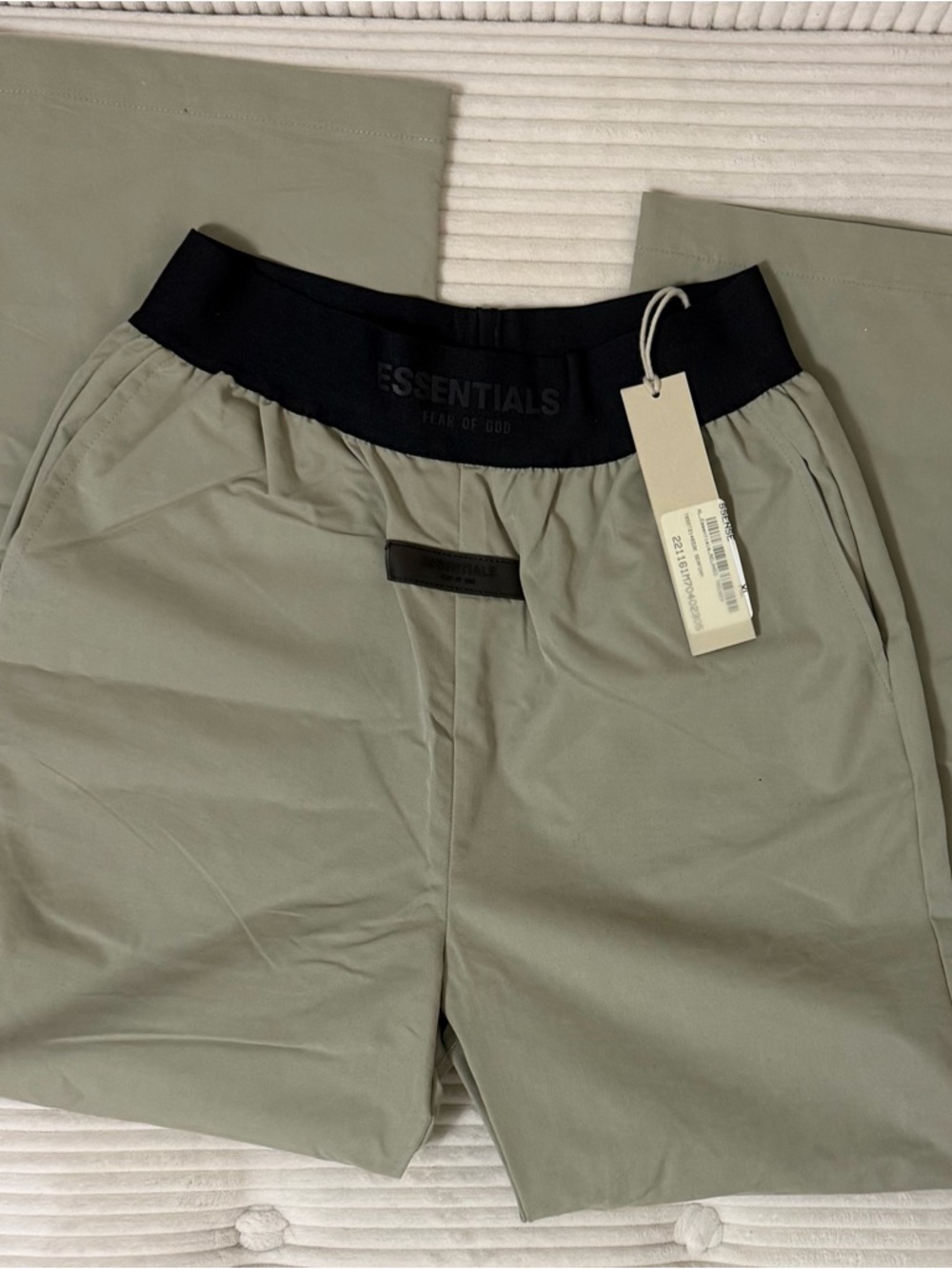 ESSENTIALS Wide Leg Pants in Olive Green with Black Waistband